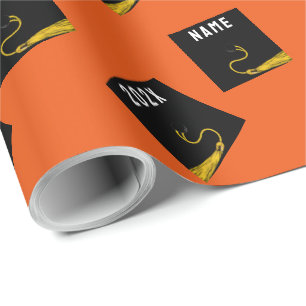 Orange Graduation Gift Wrapping Paper
