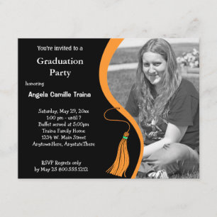 Orange Graduation Horizontal Photo Invitation