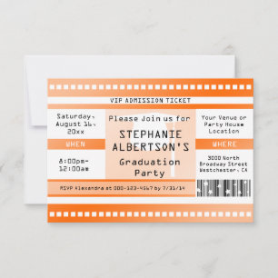 Orange Graduation or Party Admission Ticket Invitation