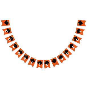 Orange Graduation Party Congrats Decoration Bunting Flags