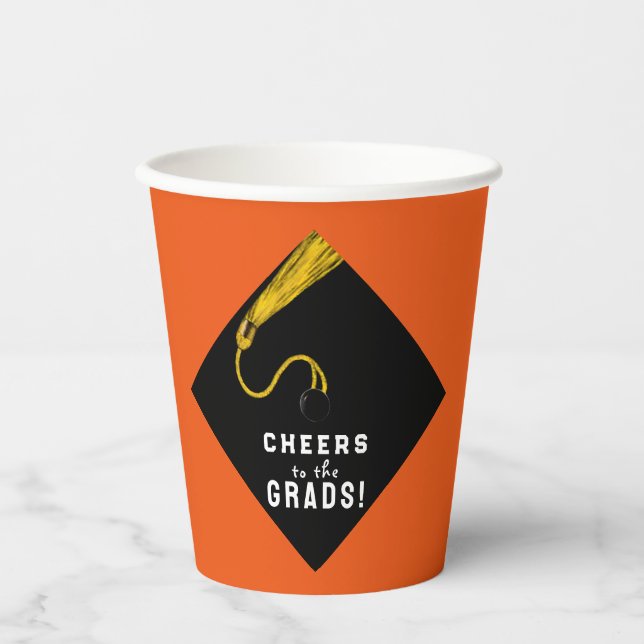 Orange Graduation Party Paper Cups (Front)