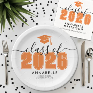 Orange Graduation Party Paper Plate
