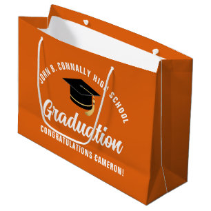 Orange Graduation Party Personalized 2026 Graduate Large Gift Bag