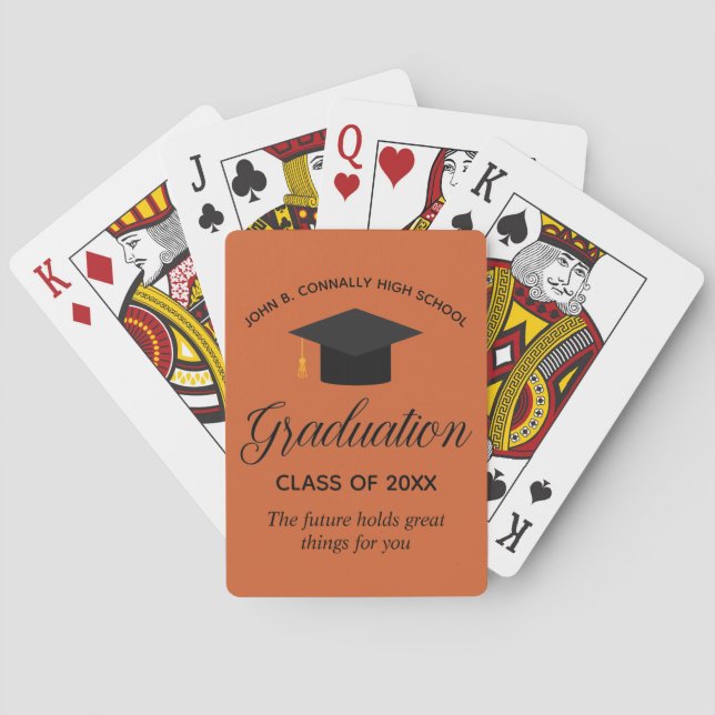 Orange Graduation Party Personalized Playing Cards (Back)