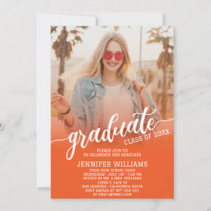 Orange   Graduation Photo Grad Graduate Party Invitation