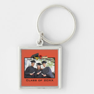 Orange Graduation Photo Keychain