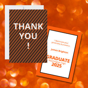 Orange Graduation  Thank You Card