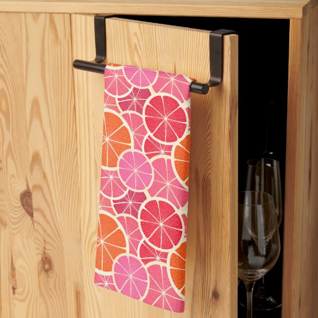 Orange & Grapefruit Citrus Fruit Pattern Kitchen Towel (Thirds Fold)