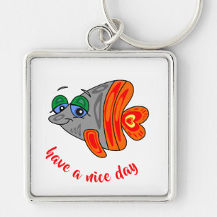 orange gray cartoon fish keychain