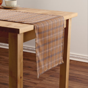 Orange Gray Plaid Classic Pattern Table Runner