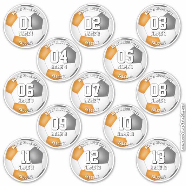 orange gray soccer team colors 13 athletes (Front)