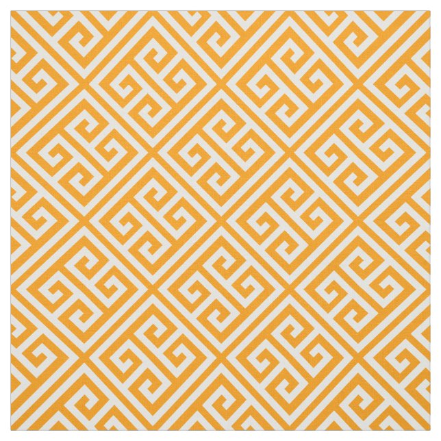 Orange Greek Key Fabric (Swatch)