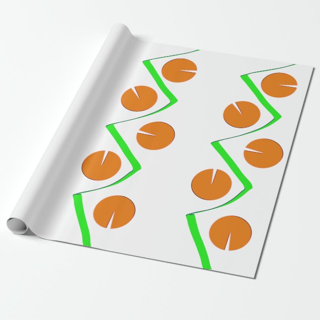 Orange Green Abstract Design Christmas Wrapping Paper (Unrolled)