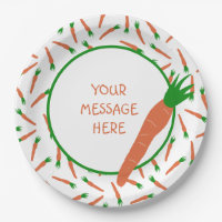 Orange, Green and White Carrots Patterned Print