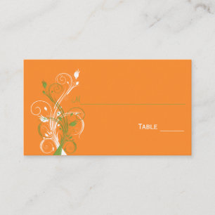 Orange, Green, and White Floral Place Cards