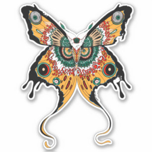 Orange Green and White Moth