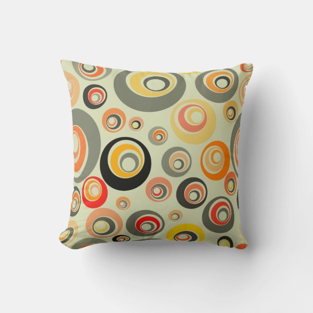 Orange, green and yellow circles throw pillow (Front)