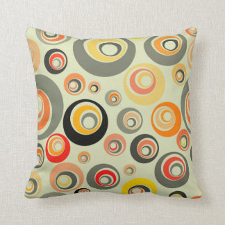 Orange, green and yellow circles throw pillow