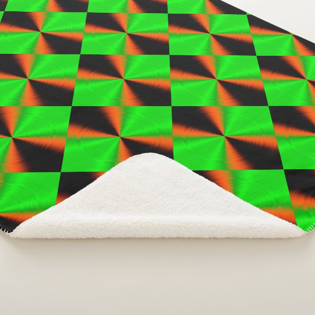 Orange Green Black Cool Pattern Sherpa Blanket (3/4)