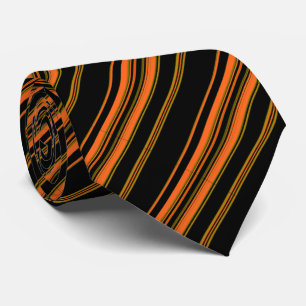 Orange Green Black Striped Pattern Tie