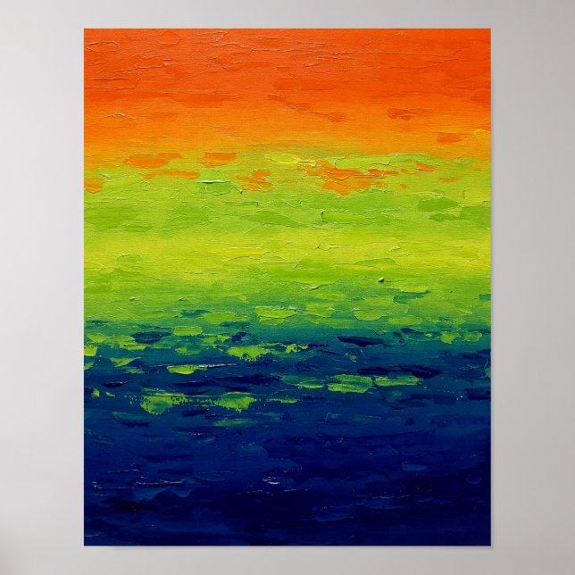 Orange Green Blue Abstract Art Poster (Front)