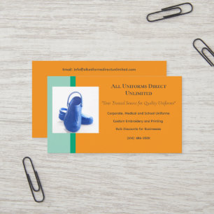 Orange Green Blue Medical Clogs Uniform Business Card