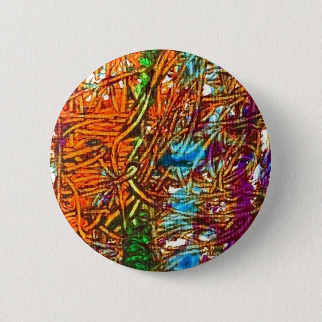 Orange, Green, Blue, Purple Marble Artwork 2 Inch Round Button (Front)
