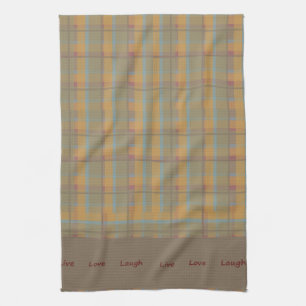 Orange Green Blue Red Brown Plaid Kitchen Towel