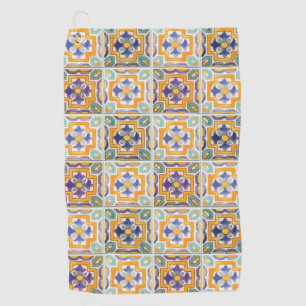 Orange-Green-Blue Tile Golf Towel