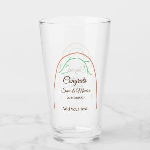 Orange green boho congrats add name date arches glass