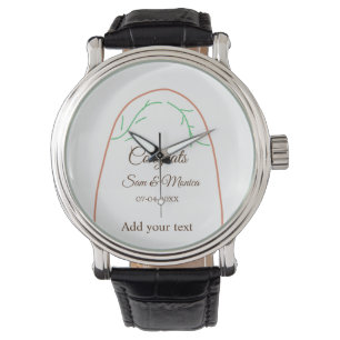 Orange green boho congrats add name date arches watch