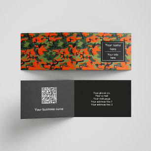 Orange Green Camouflage, Military, Army Business Card