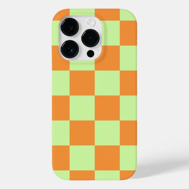 Orange Green Citrus Chequered Gingham Pattern Case-Mate iPhone Case (Back)