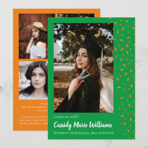 Orange Green Confetti Graduation Announcement