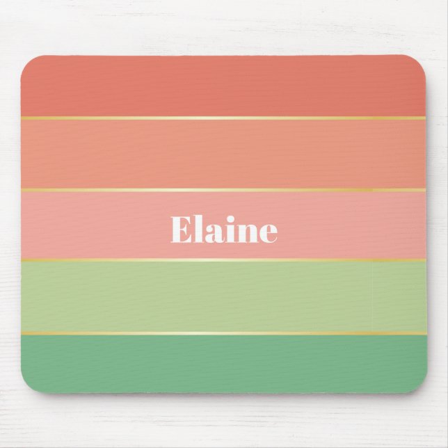 Orange Green Custom Summer Colour Block Stripes Mouse Pad (Front)