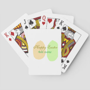 Orange green egg happy easter add name message sim playing cards