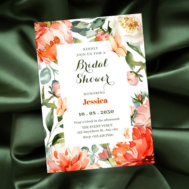 Orange green floral bloom  invitation (Creator Uploaded)