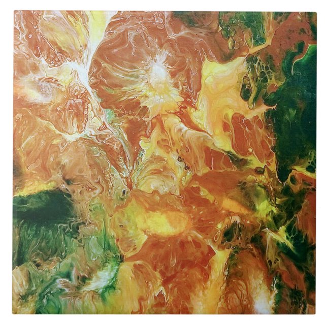 Orange & Green Floral Tile (Front)