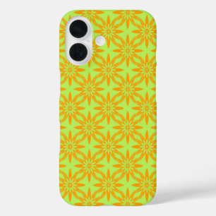 Orange Green Flower Seamless Pattern iPhone 16 Case