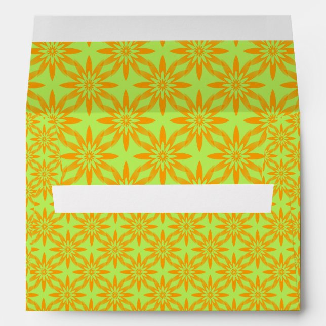 Orange Green Flower Seamless Pattern Envelope (Back (Bottom))