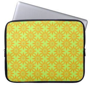 Orange Green Flower Seamless Pattern Laptop Sleeve