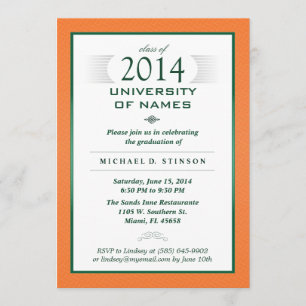 Orange & Green Formal Graduation Party Invitation