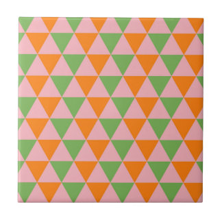 Orange Green Geometric Triangle Pattern Tile