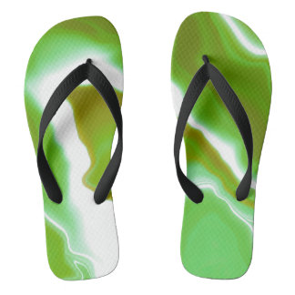 Orange Green Groovy Marbled Wide Strap Flip Flops