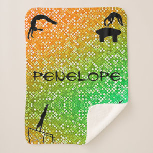 Orange, Green Gymnastics Events Sherpa Blanket