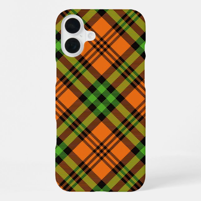 ORANGE & GREEN HALLOWEEN PLAID PATTERN iPhone CASE (Back)