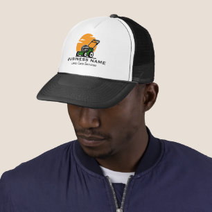 Orange Green Lawn Mowing Service Trucker Hat