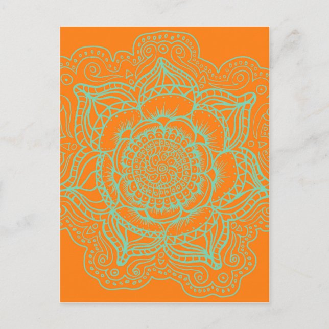 Orange Green Mandala Postcard (Front)