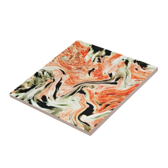 Orange Green Marble Stone - Abstract Texture Tile (Side)