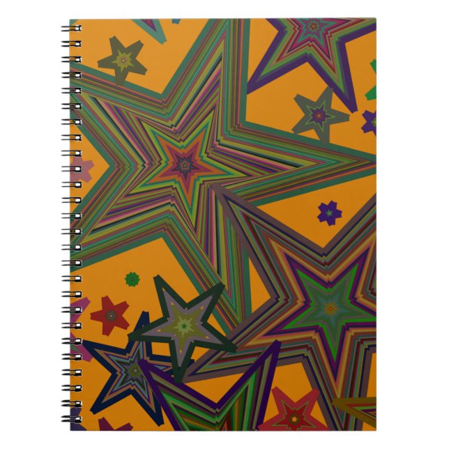 Orange Green Party Stars Notebook (Front)